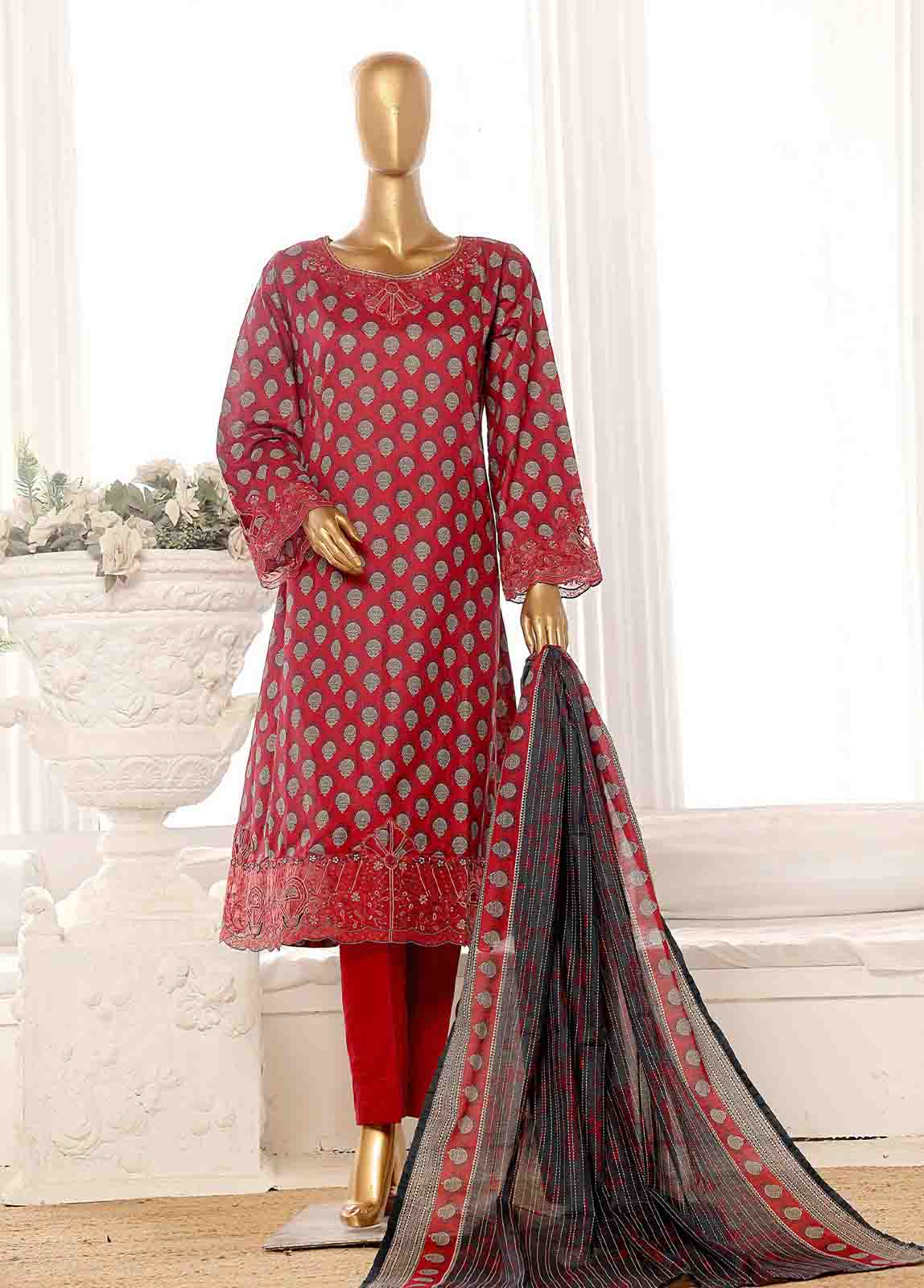 SME-FR-595-3 Piece Lawn Embroidered Frock Style Suit - Image 5