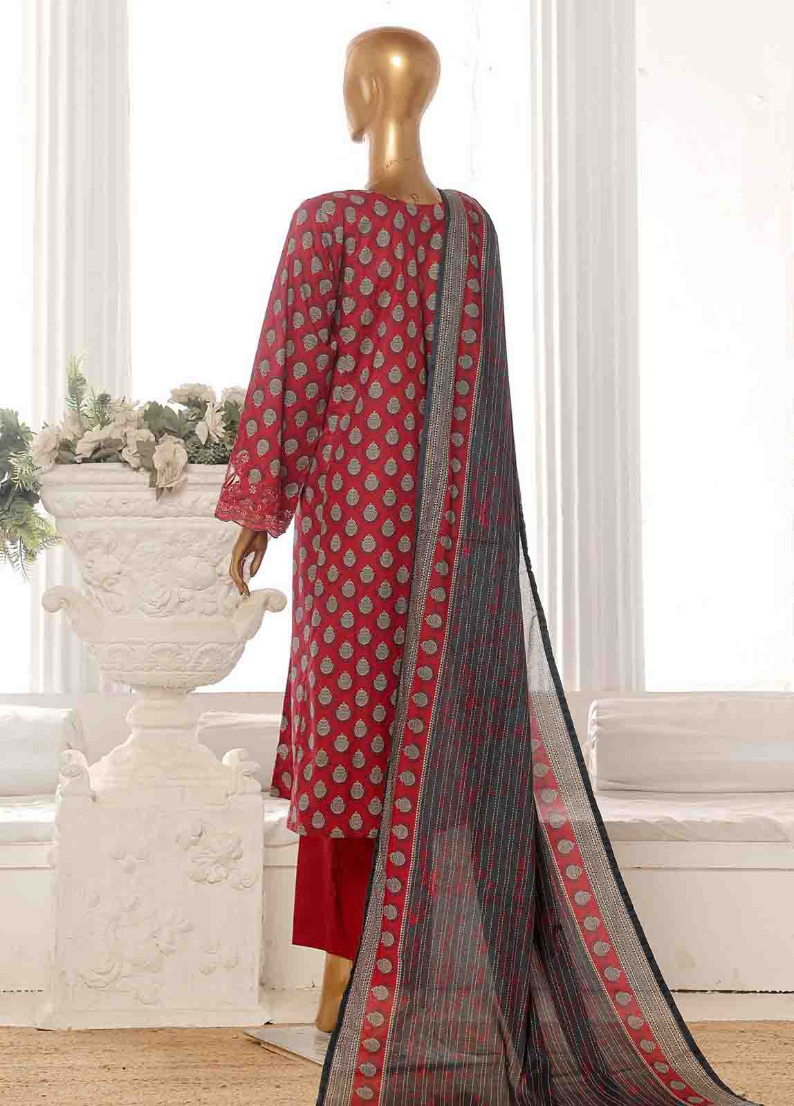 SME-FR-595-3 Piece Lawn Embroidered Frock Style Suit - Image 6