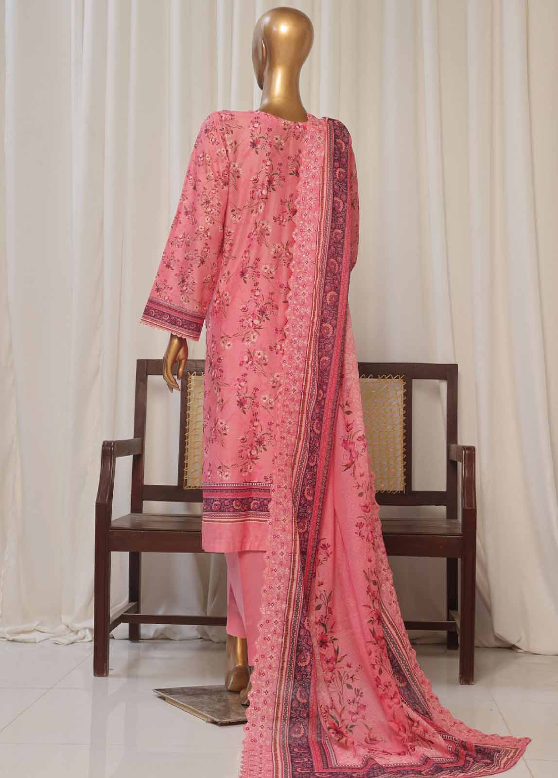 SMED-004- 3 Piece Printed Embroidered Stitched Suit - Image 6