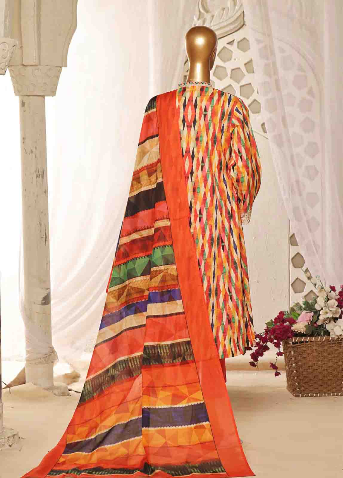 SMLF-FR-651- 3 Piece Frock Style Stitched Suit - Image 6