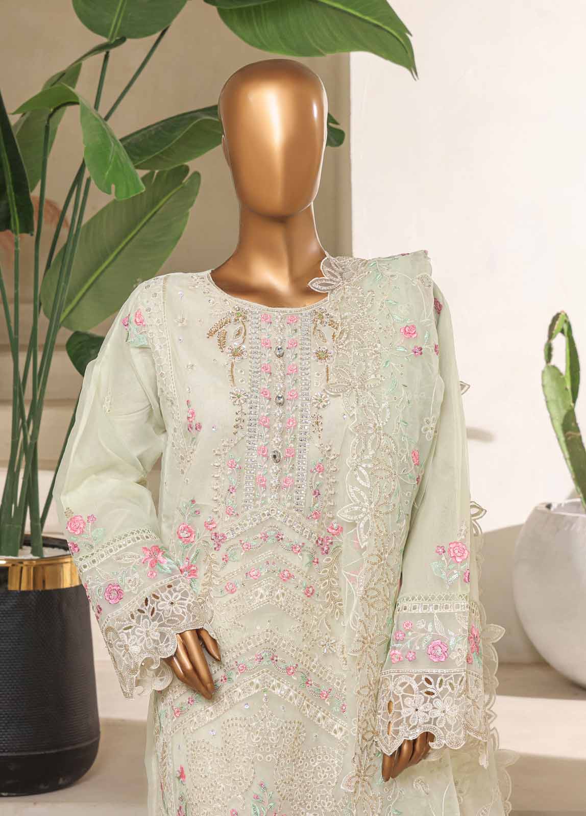 STS-006 U- 3 Piece Organza Stitched Suit - Image 7