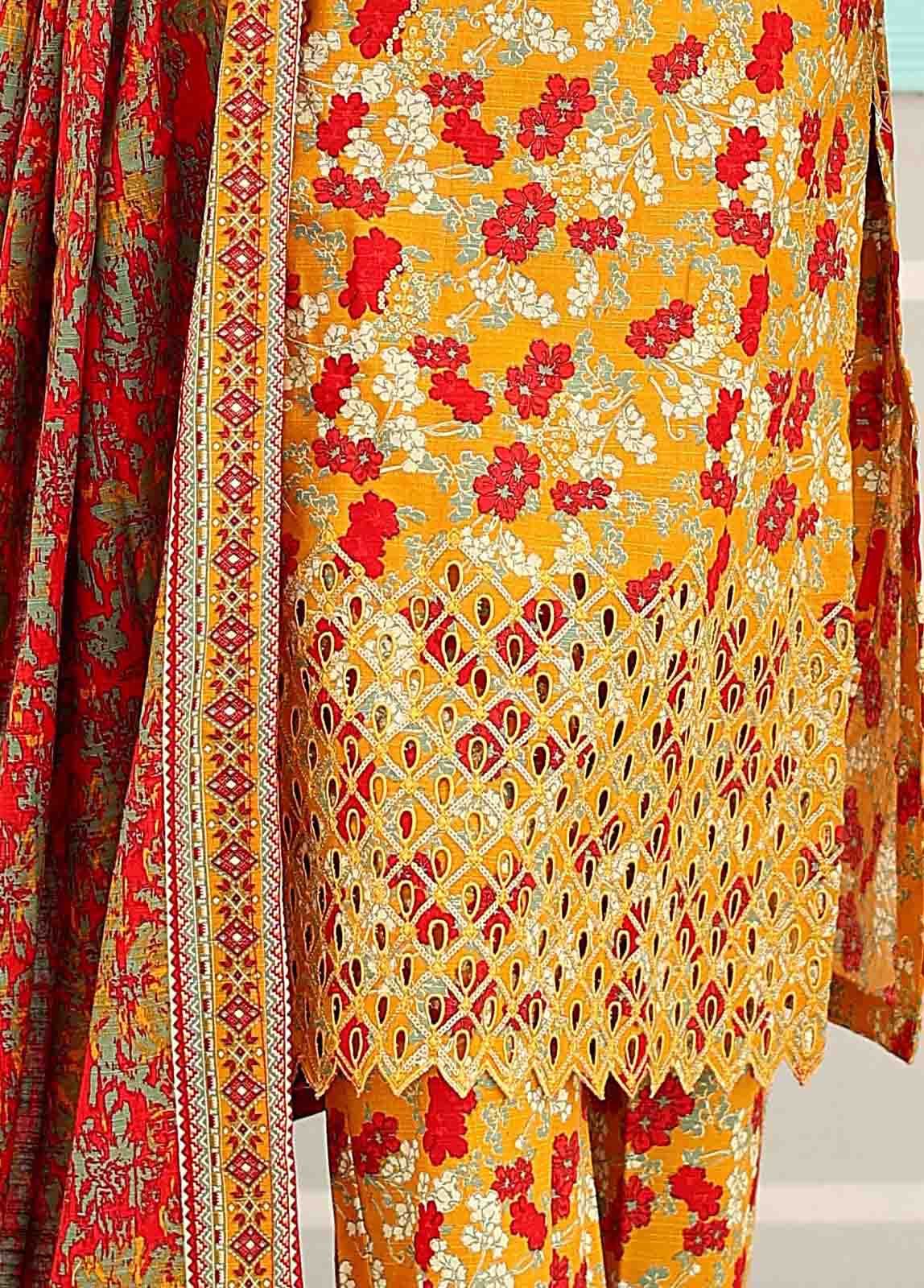 WCK-006 A -3 Piece Khaddar Chikankari Stitched Suit - Image 3